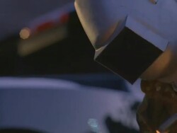 CU Man arc welding next to truck / Boulder City, Nevada, USA Stock Footage