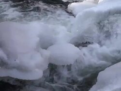 CU Frozen river PrÃƒÂ¼m in winter / Irrel, Rhineland Palatinate, Germany   Stock Footage