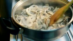 Preparing mushroom meal Stock Footage