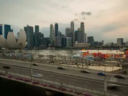 Singapore Central Business District Skyline Stock Footage