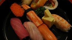 Eating sushi japanese food Stock Footage