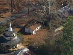 MS AERIAL Shot of Howard Finster's Paradise Gardens / Georgia, United States Stock Footage