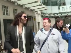 Russell Brand at Celebrity Video Sightings Stock Footage
