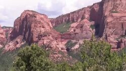 zoom into hanging valley amid buttes and mesas of Kolob Canyon Utah Stock Footage