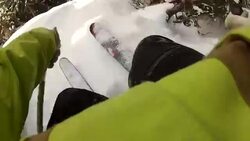 A skier dodges trees in a forest. Stock Footage