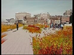 Newly refurbished rail line will run through a park and buildings News Clip