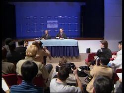 WRAP British PM arrives + excerpts of coalition briefing News Clip