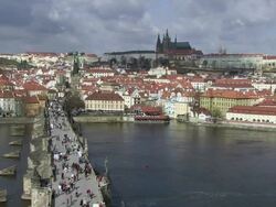 WS Dark clouds rolling over city / Prague, Hlavni mesto Praha, Czech Republic Stock Footage