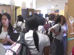Students Walking In Catholic High School Hall Stock Footage