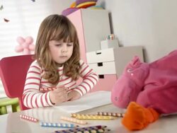 HD: Little Girl Drawing In Her Room Stock Footage