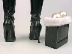 Sexy Santa in leather boots Stock Footage