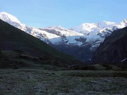 WS View of Himalayan mountains and surroundings / Durma, Banke District, Nepal Stock Footage