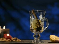 Winter Time, Hot White Wine Punch, Gluehwein Stock Footage