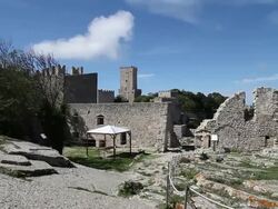 Erice, castle of Venus, view of the sanctuary Stock Footage
