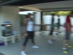 Kate Lang Johnson, Jayson Blair, Amber Lancaster, Kara Taitz at the Muscle Milk Women's Fitness Retreat at Beverly Hills CA. (Footage by WireImage Video/GettyImages) Stock Footage