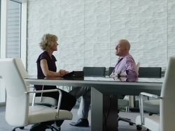 Time lapse of businesswoman interviewing people in conference room / Provo, Utah, United States,  Stock Footage