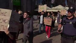 March of Ukrainian feminists in Kiev Stock Footage