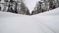 Snowy winter road drive - 4K - Stock Footage