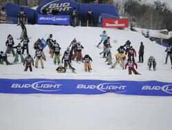 Bud Light Cowboy Downhill Skiing Stock Footage