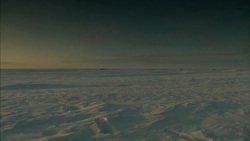 Deep snow covers the Alaskan tundra where a team of sled dogs take a break. Stock Footage
