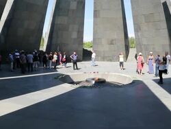 Yerevan, Tsitsernakaberd (Armenain Genocide) memorial to the victims of the Armenian genocide Stock Footage