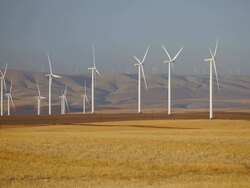 Wind farm in Western USA Stock Footage