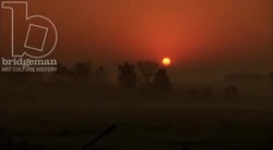 Sunset over the countryside, 1930s - reenactment Stock Footage