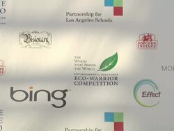 ATMOSPHERE: Signage at the James Cameron Hosts Star-Studded Green Carpet VIP Reception For Earth Day at Los Angeles CA. (Footage by WireImage Video/GettyImages) Stock Footage