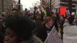 CLEAN : Anti-Trump demonstration in front of DC Trump hotel News Clip