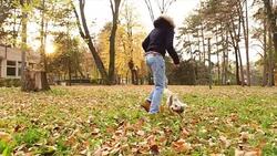 Girl and a dog Stock Footage