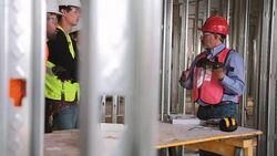 Construction Worker Safety Meeting Stock Footage