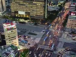 MS T/L Shot of Seoul Downtown at Gwanghwamun area / Seoul, South Korea Stock Footage