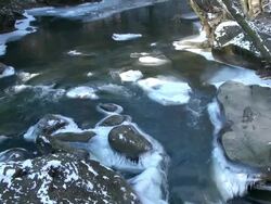 MS Frozen river PrÃƒÂ¼m in winter / Irrel, Rhineland Palatinate, Germany   Stock Footage