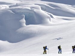 Ski Touring On Glacier Stock Footage