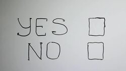 Hand writing title 'YES NO'on white board Stock Footage