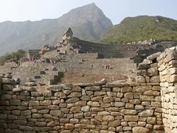 WS View of Fort with tourists / Machu Picchu, Peru Stock Footage