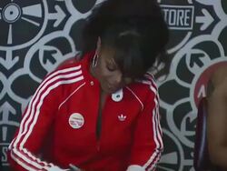 Janet Jackson Signing Copies of Her New CD '20 YO' Stock Footage