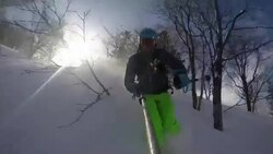 POV of a young man skier skiing on a snow covered mountain. Stock Footage