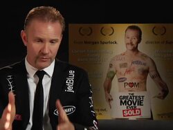 INTERVIEW: Morgan Spurlock on the responsibility of advertising The Greatest Movie Ever Sold Interview at Hyatt Regency The Churchill on September 30, 2011 in London, England (Footage by WireImage Video/Getty Images) Stock Footage