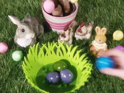Easter eggs in the basket Stock Footage
