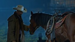 SLO MO DS Rancher training his horse in the evening Stock Footage