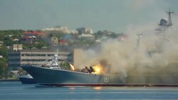 missile attack warship Stock Footage