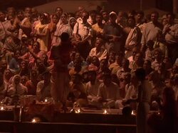 Ritual by the river at night Stock Footage