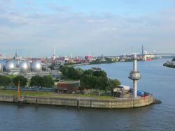 WS Side POV View of Kohlbrand / Hamburg, Germany Stock Footage