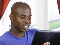 Man with digital tablet Stock Footage
