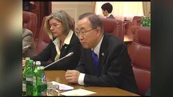 United Nations Secretary-General Ban Ki-moo praised Ukraine's new prime minister Arseniy Yatsenyuk on Saturday for demonstrating what he described as "real leadership." (March 22) News Clip