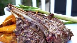 4K Grilled lamb chop steak Stock Footage