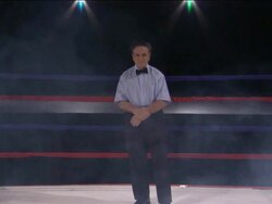 WS Referee standing in boxing ring while smoke rises around him / Jacksonville, Florida, USA Stock Footage