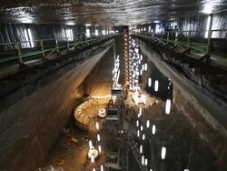General view of Turda salt mine Stock Footage
