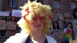March of Ukrainian feminists in Kiev Stock Footage